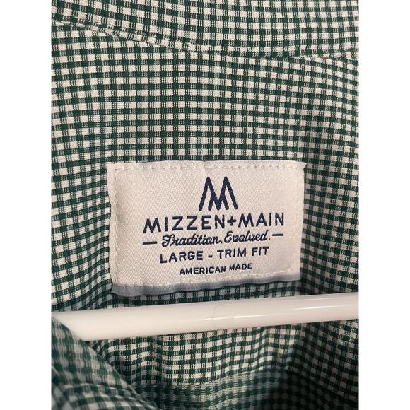 Mizzen + Main Tradition Evolved Trim Fit Green Check Mens L Preppy Casual - Picture 3 of 8